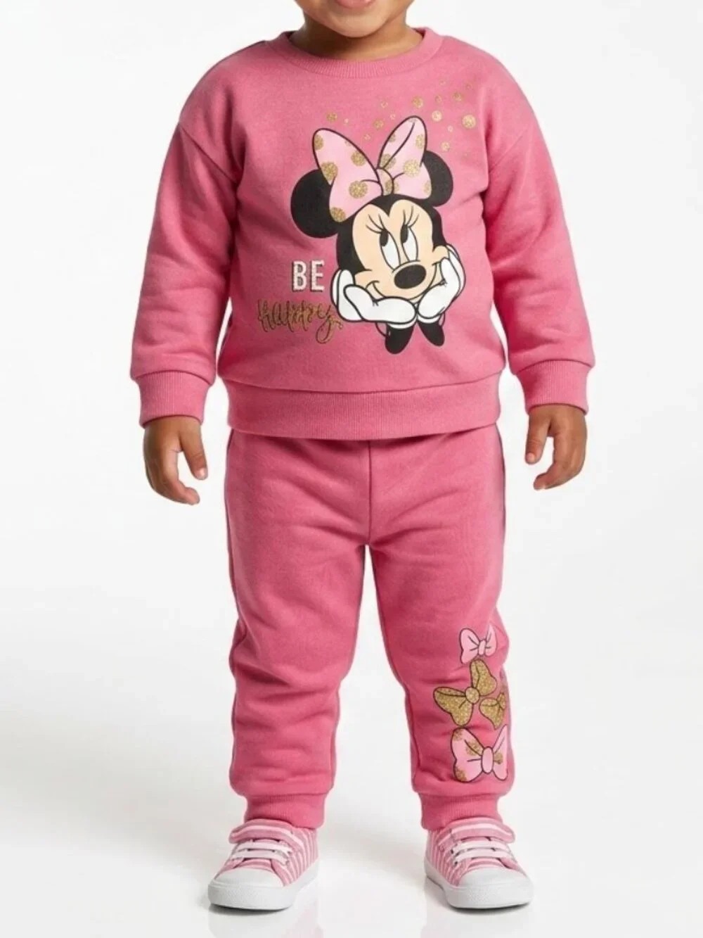 Disney Minnie Mouse Kidcore Pink Fleece Sweatshirt Pant Set 18M